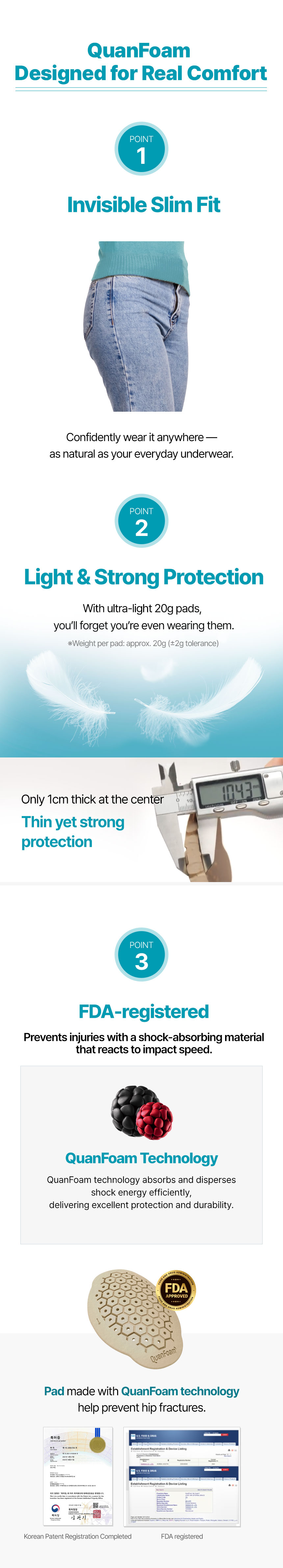 Invisible Slim Fit, Light & Strong Protection, FDA-registered QuanFoam Technology